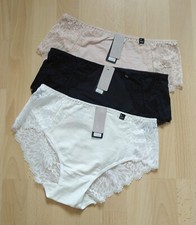 3er Set Damen Slips Frauen Unterhose Spitze Hochtailliert Baumwolle Unterwäsche