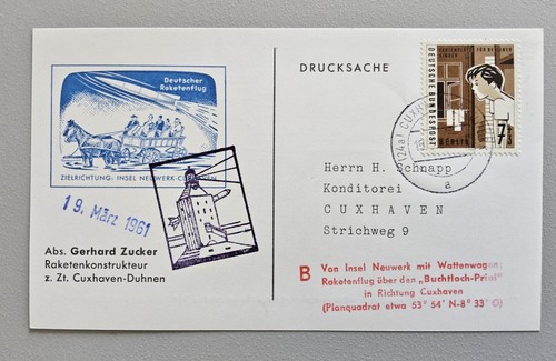 Beleg raketenpost bund 1961 - raketenpost,,