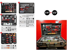KS Tools 1/4"+1/2" Universal-Werkzeug-Satz, 130-tlg im edlen Aluminium-Trolley
