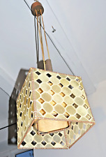 alte Hängeleuchte Pendel Lampe mit langem Zuggewicht Original Vintage 70er Jh.