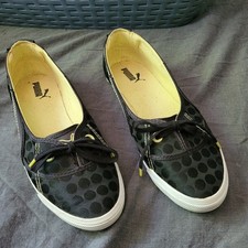 Puma Ballerinas Ballerina Stoff Schnürung schwarz grau Punkte Gr. 39