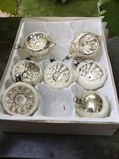 7 Weihnachtskugeln antiker Christbaumschmuck Glaskugeln Silber dav 6Reflex 25/42