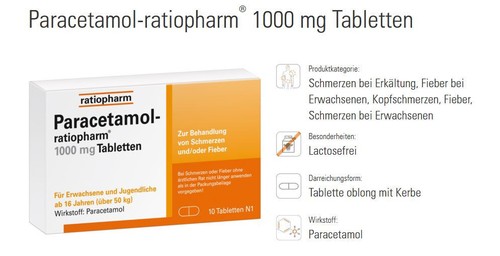 Paracetamol ratiopharm 1000 - paracetamol, mg