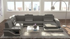 Ledersofa + USB Wohnlandschaft