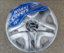 4 Alu-Design Radkappen in silber mit schwarzen Innenring "PUNA" Restpopsten