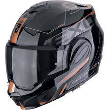 SCORPION Klapphelm EXO-TECH EVO TRAVELLER Schwarz Kupfer Flip-Back Gr. L 58/59