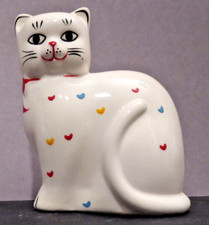 Glasierte Keramik - Sitzende Katze als Spardose - 1950er/60erJahre Sammlerstück