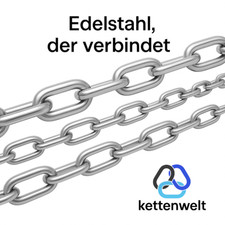 Edelstahlkette V4A DIN766/763 A4 Rundstahl Ankerkette 2–6 mm rostfrei Meterware