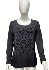 TOLLES LAGEN  LANGARMSHIRT  IN GR. 40  IN SCHWARZ  M. STICKEREI # SCHMUCKJAGD