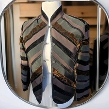 Elegante kurze Jacke Damen Vintage 70er design Patchwork aussehend...Silk/Cotton