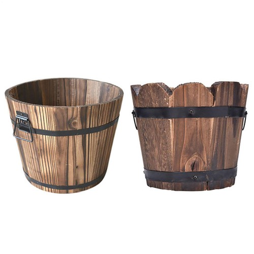 Holz-Pflanzfass-Set