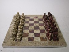 Dekoratives Marmor?Schachspiel, Schachbrett, ~31x31 cm + Spielfiguren   VV412