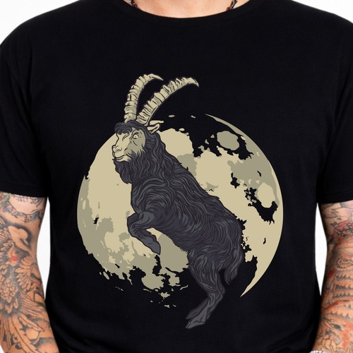 Ziege vollmond gothic grafik - vollmond,