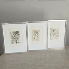 3x Radierung Frauenakt