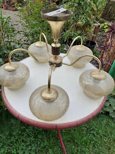  alter fünf Arm Art Deco Kronleuchter 40er/50er Jahre Glockenlampe #4