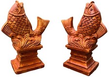 Steinfiguren Paar Koi Fisch