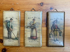 3 Alte Wandkacheln Frankreich alte Berufe Wandschmuck Wandbild Zierkachel