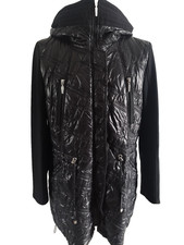 AIRFIELD Damen Steppmantel Gr. 42 Schwarz Kapuze Langarm Übergangsjacke #