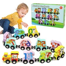 Holzzug Mobiles Zoo Zahlen Zug