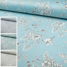 Canvas Panama Bambu METERWARE Polster Stoff Vorhang Gardinen Blumen  | ab 50 cm
