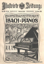 Reklame-Werburg "IBACH-PIANOS" Piano-Klavier Original Holzstich von 1899