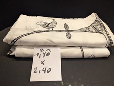 Neu Und Ungenutzt: 2 EIVOR IKEA Vorhänge, lang, weiß+Blätter+Vogel, 140x240 cm