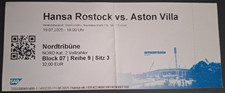 Ticket FSP FC HANSA ROSTOCK-Aston Villa   Ostseestadion