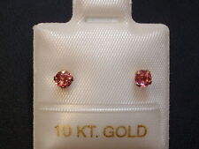 Rosa Turmalin Ohrstecker - intensiv - 3 mm - 10 Kt. Gold - 417 - Brillantschliff