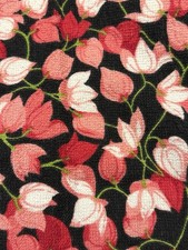 Vintage Frottee Stoff Rot-Schwarz Blumenmuster 1960er/70er Jahre Restposten