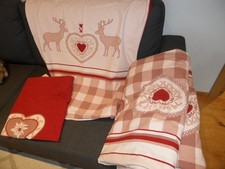 Bettwäscheset,4-teilig,Baumwolle Hirschmotiv und Herzen