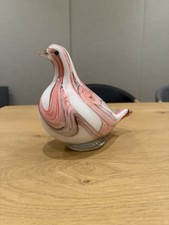 Murano Glas Vogel Taube Figur Signiert
