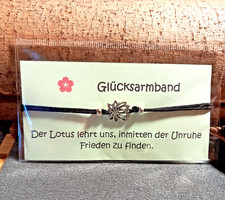 Glücksarmband mit Zugbandverschluss auf Karte mit Spruch Motiv: Lotus (13)