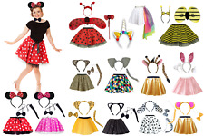 Mädchen TIER KOSTÜM TUTU Rock KOSTÜM Accessoire OHREN SCHLEIFE SCHWANZ SET UK