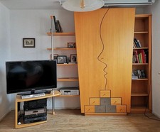 UNIKAT, 405cm Massivholz Wohnzimmerschrank, Buche mit TV-Bord