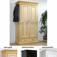 Massivholz Dielenschrank 110x205x58cm 2türig Kleiderschrank Garderobenschrank