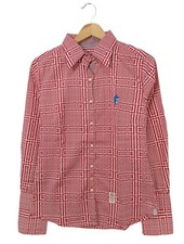 HUBERMAN’S Langarmhemd Damen Hemd Gr. DE 38 rot-weiß Casual-Look