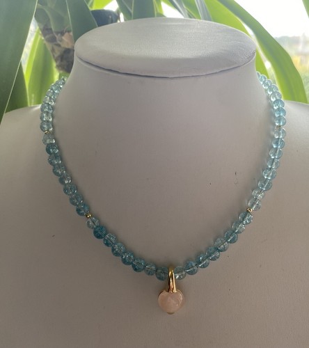 Blautopas collier mit morganit - collier,
