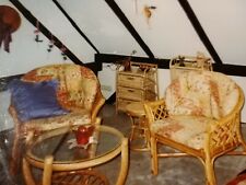 Stabile Korbgeflecht Garnitur bestehend aus: 4 runden Sesseln mit Auflagen +...