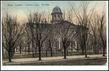 Carson City Nevada USA Postcard ~1920/30 State Capitol Street View unused