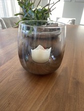 Kaheku edles Glas Windlicht Midell Scott silber/klar Höhe 20 cm ?