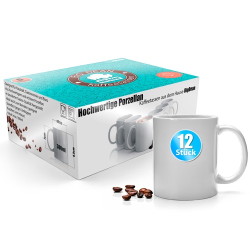 12x kaffeebecher weiß 300ml - kaffeebecher,