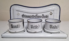 Schönes Emaille SAND SEIFE SODA Set Wandhalterung Spruch Email