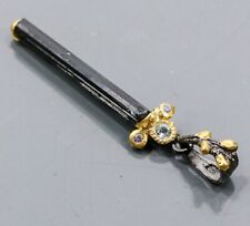 Anhänger mit natürlichem Turmalin + Blauopas  schwarz Rhodiniert + GG