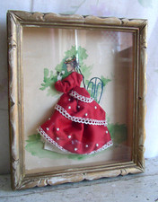 Frankreich 3D Gemälde Aquarell Mädchen Frauenbild um 1920 signiert