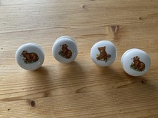 4Stück Möbelknöpfe Möbelgriffe Kinderzimmer Schrank Schublade Bären Bär Keramik