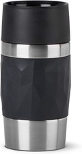 EMSA Travel Mug Compact Isolierbecher Edelstahl dicht Schwarz 360Oeffnung 300ml