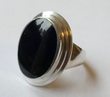 Ring onyx cabochon 925 - onyx,