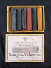 6 RARE VINTAGE ANTIQUE  AQUARELL FARBEN WATERCOLOR PAINT BLOCK GEORGE ROWNEY BOX