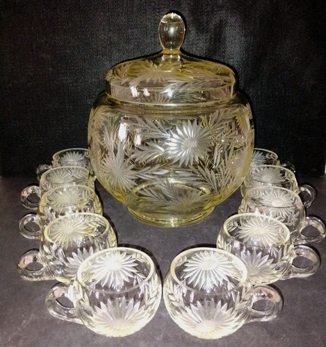 Gelbglas bowle set - gelbglas, bowle-set
