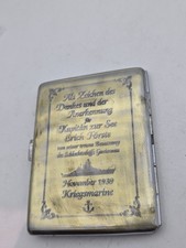 ⚓ Deutsche Marine Präsentation Zigarettenetui - Schlachtschiff Gneisenau 1939 & Kennzeichen